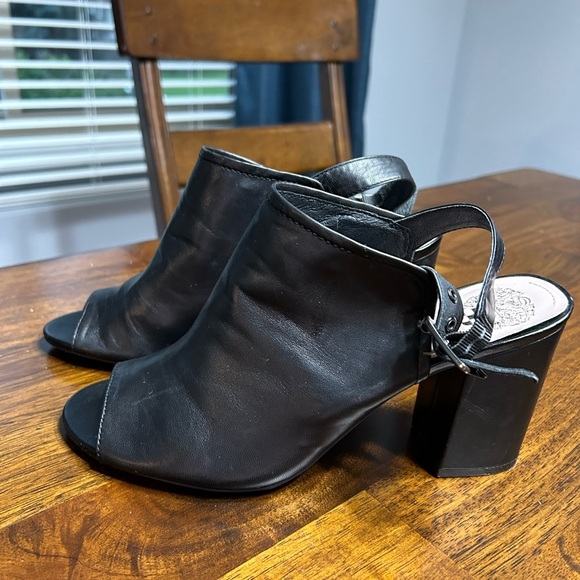 Vince Camuto Black Heeled Leather Sandals Size 9 - Picture 1 of 7